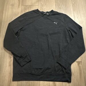 Puma Men's LS Crew Neck Black Heather‎ Sweatshirt Size Large Performance
